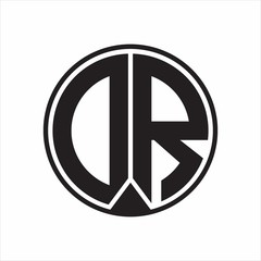 DR Logo monogram circle with piece ribbon style on white background