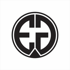 EG Logo monogram circle with piece ribbon style on white background