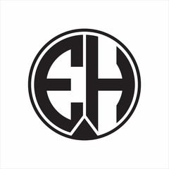 EH Logo monogram circle with piece ribbon style on white background