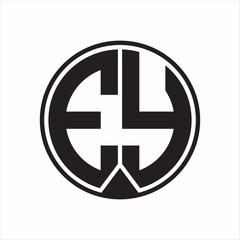 EY Logo monogram circle with piece ribbon style on white background