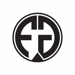 FG Logo monogram circle with piece ribbon style on white background