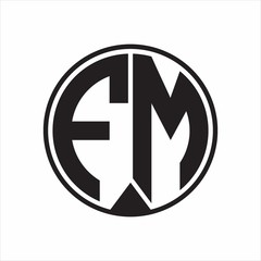 FM Logo monogram circle with piece ribbon style on white background
