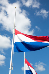 Flag of the Netherlands in red, white and blue.