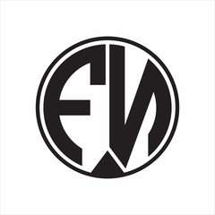 FN Logo monogram circle with piece ribbon style on white background
