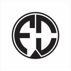 FO Logo monogram circle with piece ribbon style on white background