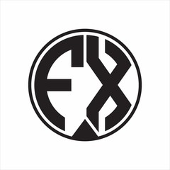 FX Logo monogram circle with piece ribbon style on white background