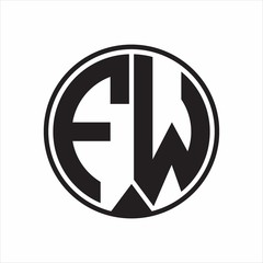 FW Logo monogram circle with piece ribbon style on white background