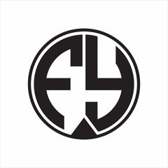 FY Logo monogram circle with piece ribbon style on white background