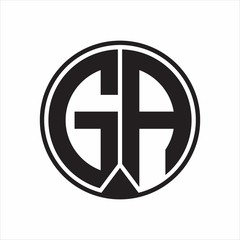 GA Logo monogram circle with piece ribbon style on white background