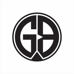 GB Logo monogram circle with piece ribbon style on white background