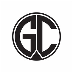GC Logo monogram circle with piece ribbon style on white background