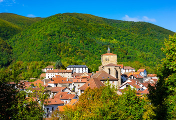 Uztarroz village in Navarre province, Pyrenees, Spain