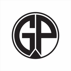Obraz premium GP Logo monogram circle with piece ribbon style on white background