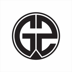 GZ Logo monogram circle with piece ribbon style on white background