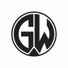 GW Logo monogram circle with piece ribbon style on white background