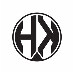 HK Logo monogram circle with piece ribbon style on white background