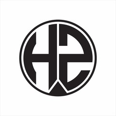 HZ Logo monogram circle with piece ribbon style on white background