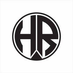 HR Logo monogram circle with piece ribbon style on white background