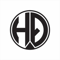 HQ Logo monogram circle with piece ribbon style on white background