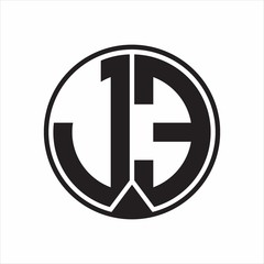 Obraz premium JE Logo monogram circle with piece ribbon style on white background