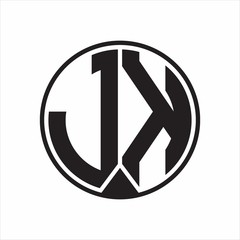 JK Logo monogram circle with piece ribbon style on white background