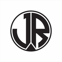 JR Logo monogram circle with piece ribbon style on white background