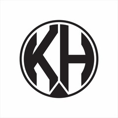KH Logo monogram circle with piece ribbon style on white background