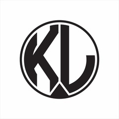 KL Logo monogram circle with piece ribbon style on white background