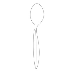 Spoon silhouette one line drawing, vector illustration