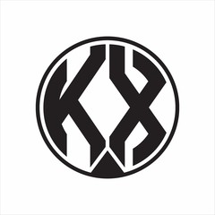 KX Logo monogram circle with piece ribbon style on white background