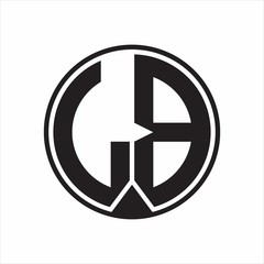 LB Logo monogram circle with piece ribbon style on white background