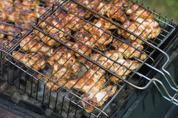 chicken egs on a barbecue grill