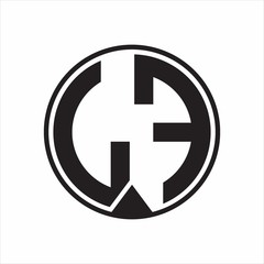 LF Logo monogram circle with piece ribbon style on white background