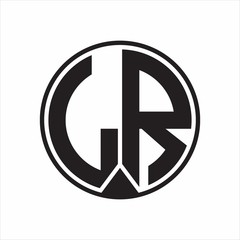 LR Logo monogram circle with piece ribbon style on white background