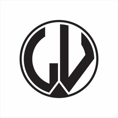 LV Logo monogram circle with piece ribbon style on white background