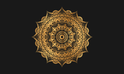 Geometric mandala in golden color