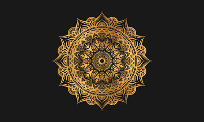 Geometric mandala in golden color