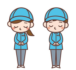 スタッフ男女　お辞儀・謝罪