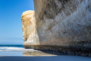 Sandstone cliffs  at Tunnel beach in New Zealand