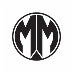 MM Logo monogram circle with piece ribbon style on white background