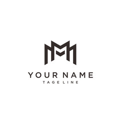 Letter MM Logo Monogram Double M Logo. Linear creative minimal monochrome monogram symbol. Universal elegant vector sign design. Premium business logotype.