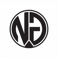 NG Logo monogram circle with piece ribbon style on white background