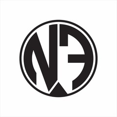 NF Logo monogram circle with piece ribbon style on white background