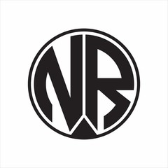 NR Logo monogram circle with piece ribbon style on white background
