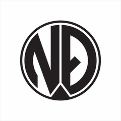 NQ Logo monogram circle with piece ribbon style on white background