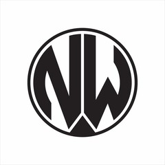 NW Logo monogram circle with piece ribbon style on white background
