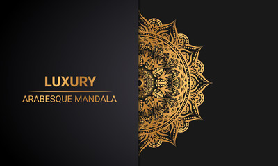 Luxury arabesque geometric mandala in golden color 