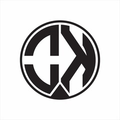 OK Logo monogram circle with piece ribbon style on white background
