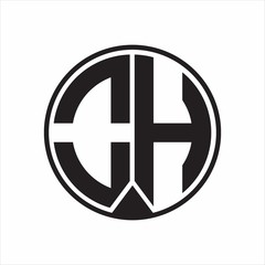 Obraz premium OH Logo monogram circle with piece ribbon style on white background