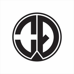 OQ Logo monogram circle with piece ribbon style on white background